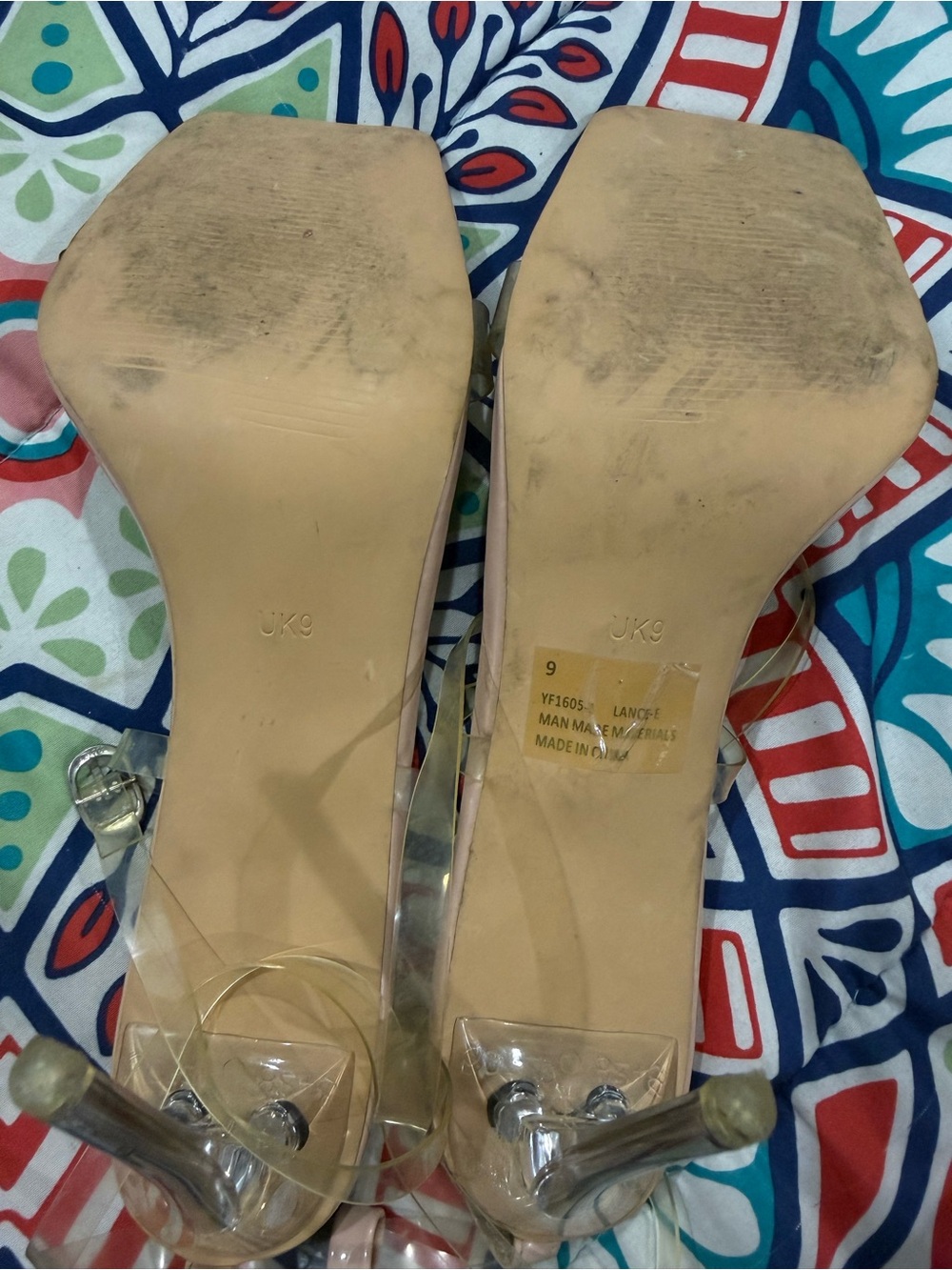 Clear-Strap Square Toe Sandals in Blush - Picture 3 of 3